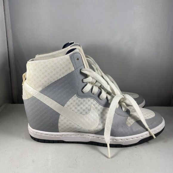 Nike Breathe White/Gray Dunk Sky Hi 2.0 Lace Up Wedge Sneakers Size 6 US - Picture 4 of 11
